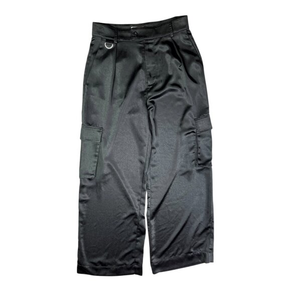 LNA Clothing Size Small Satin Cargo Pants Wide Leg Black - Picture 1 of 10